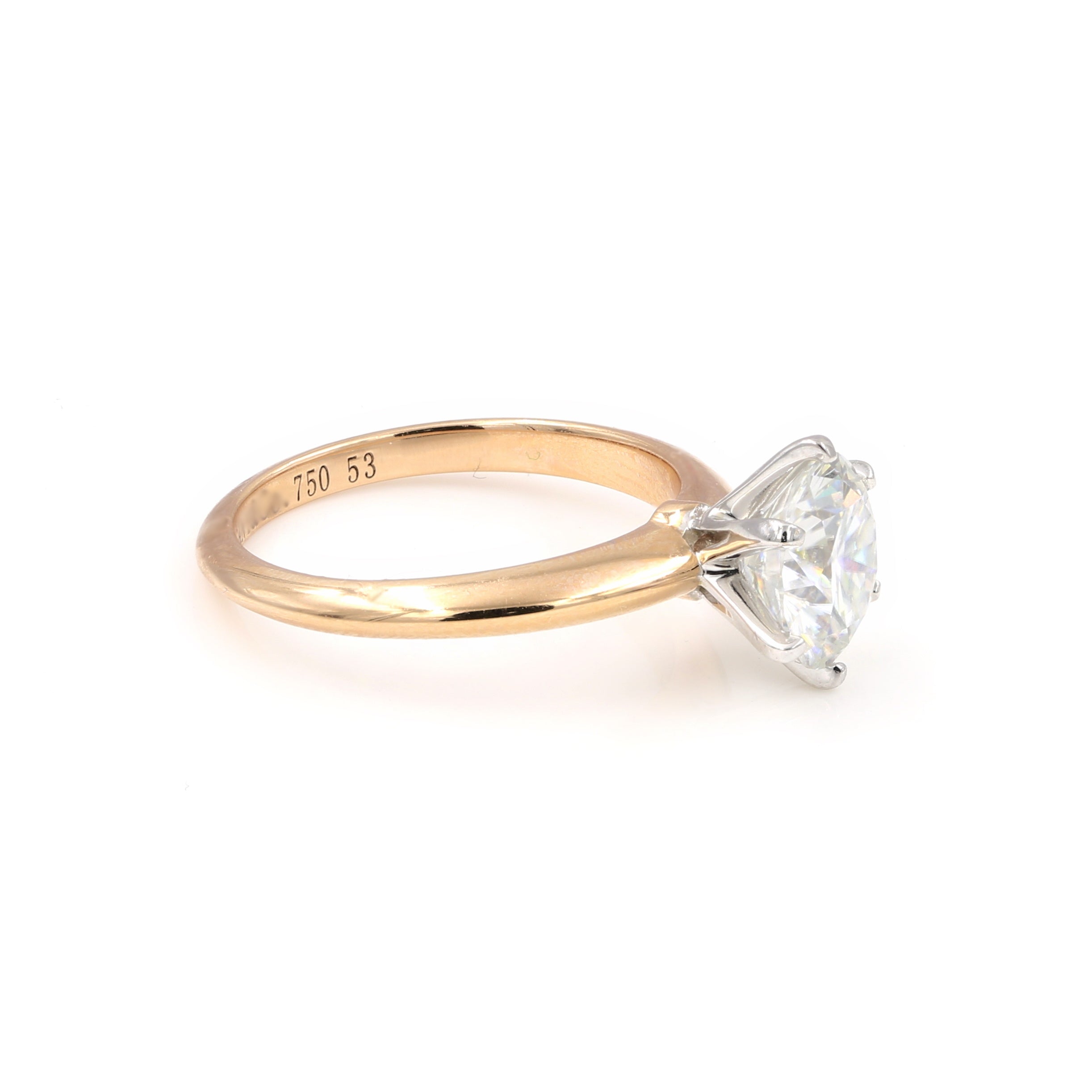 18K Solid Gold 2.0Ct. Moissanite Solitaire Engagement Ring