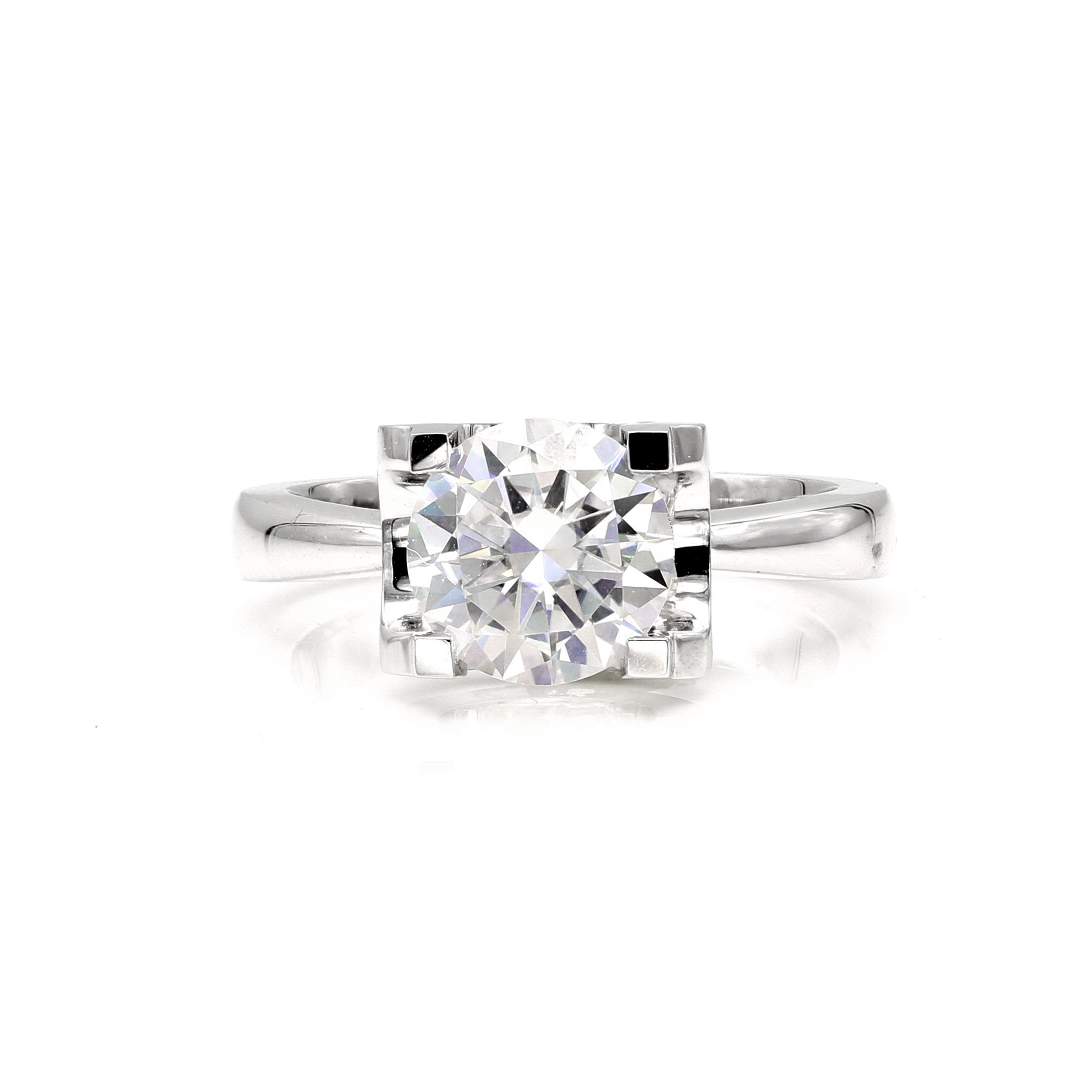 18K White Gold 2.0Ct. Moissanite Bull Head Engagement Ring