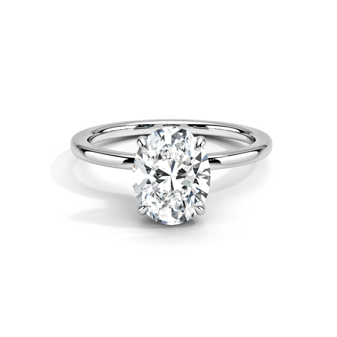 14K White Gold 2.0Ct. Moissanite Oval Cut Wedding Ring