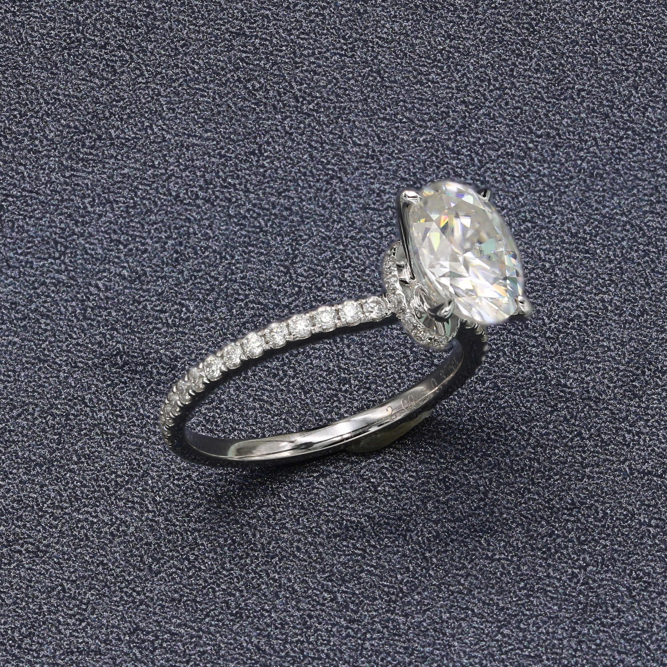 14K White Gold 2.4Ct. Moissanite Hidden Halo Wedding Ring