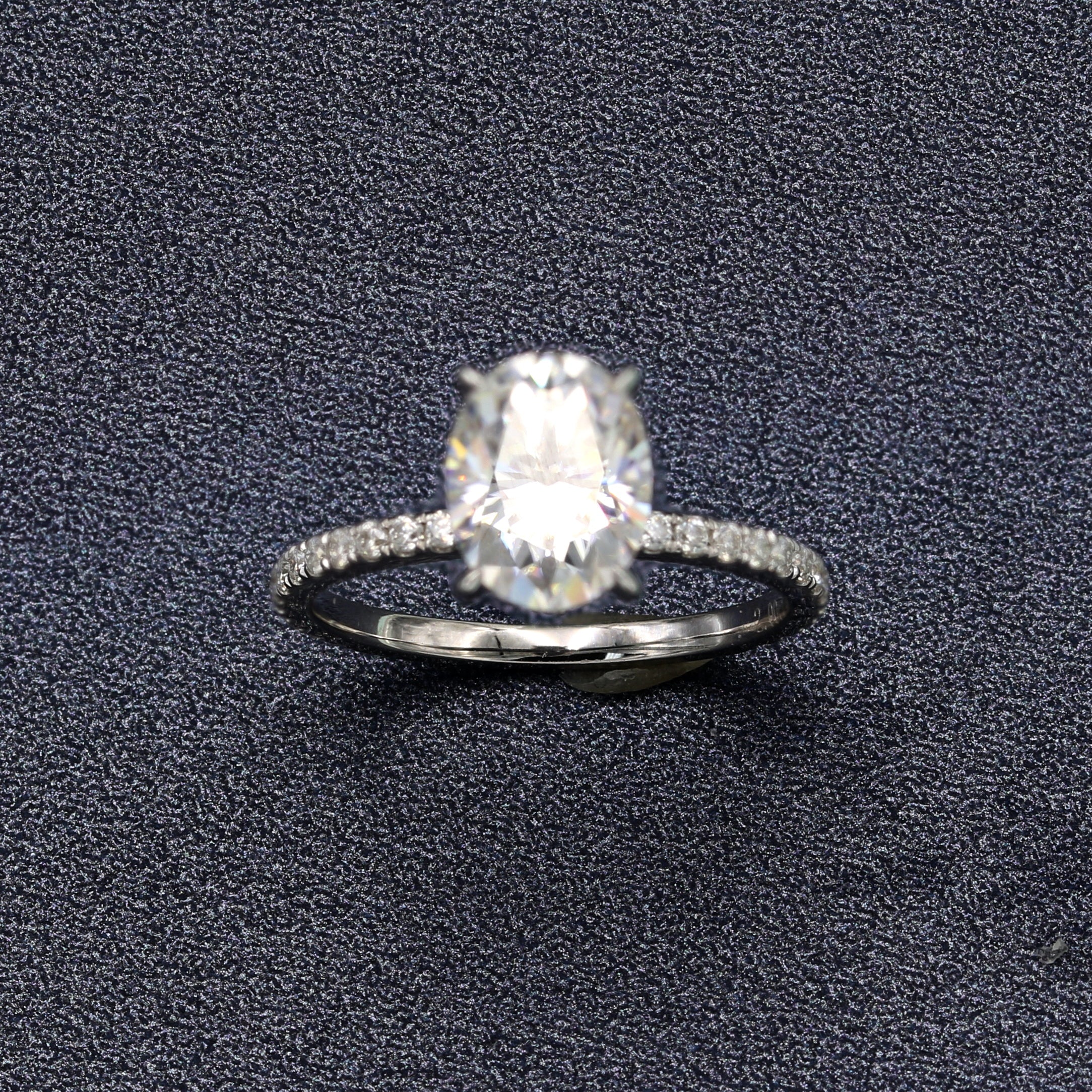 14K White Gold 2.4Ct. Moissanite Hidden Halo Wedding Ring