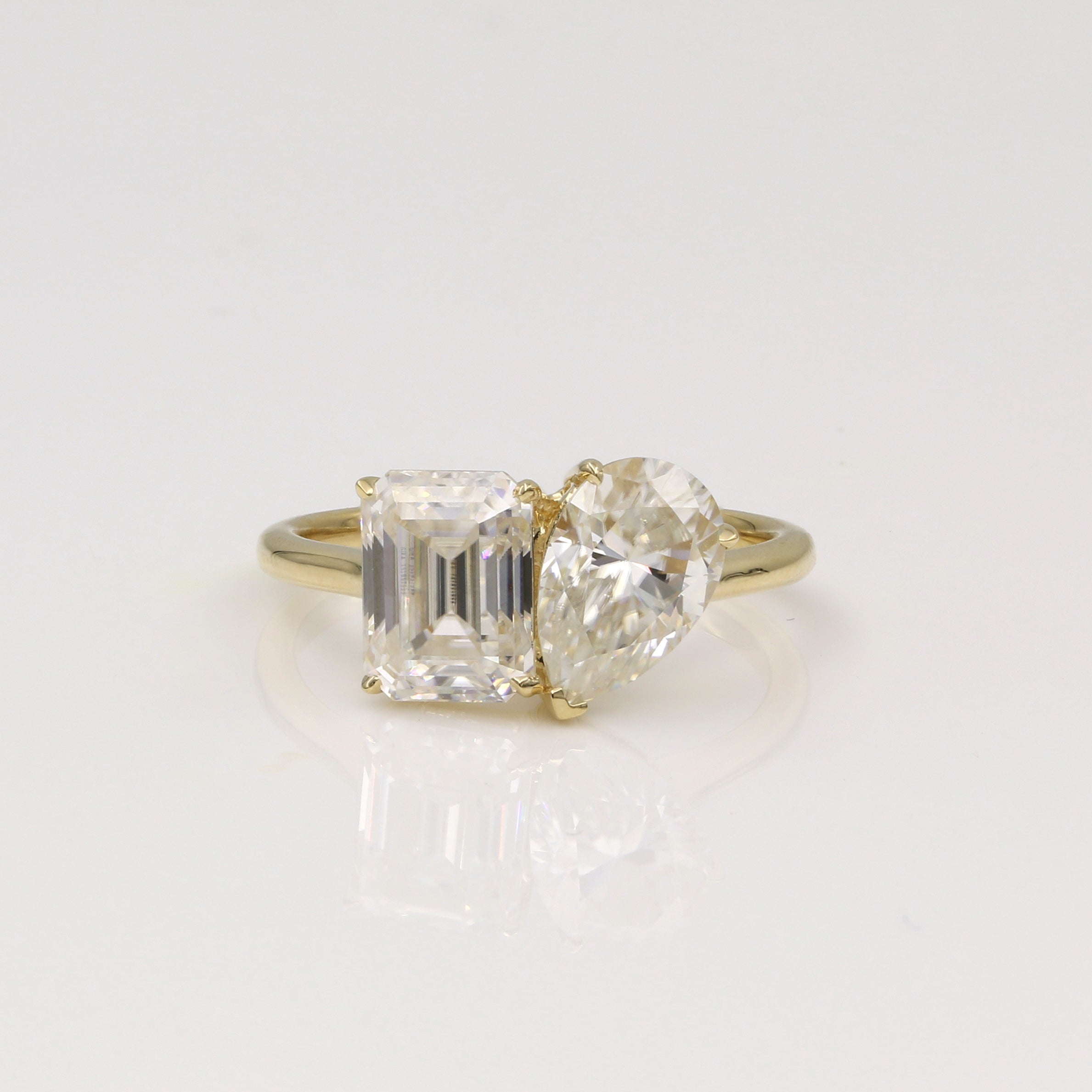 18K Yellow Gold 3.5Ct. Moissanite Toi et Moi Engagement Ring