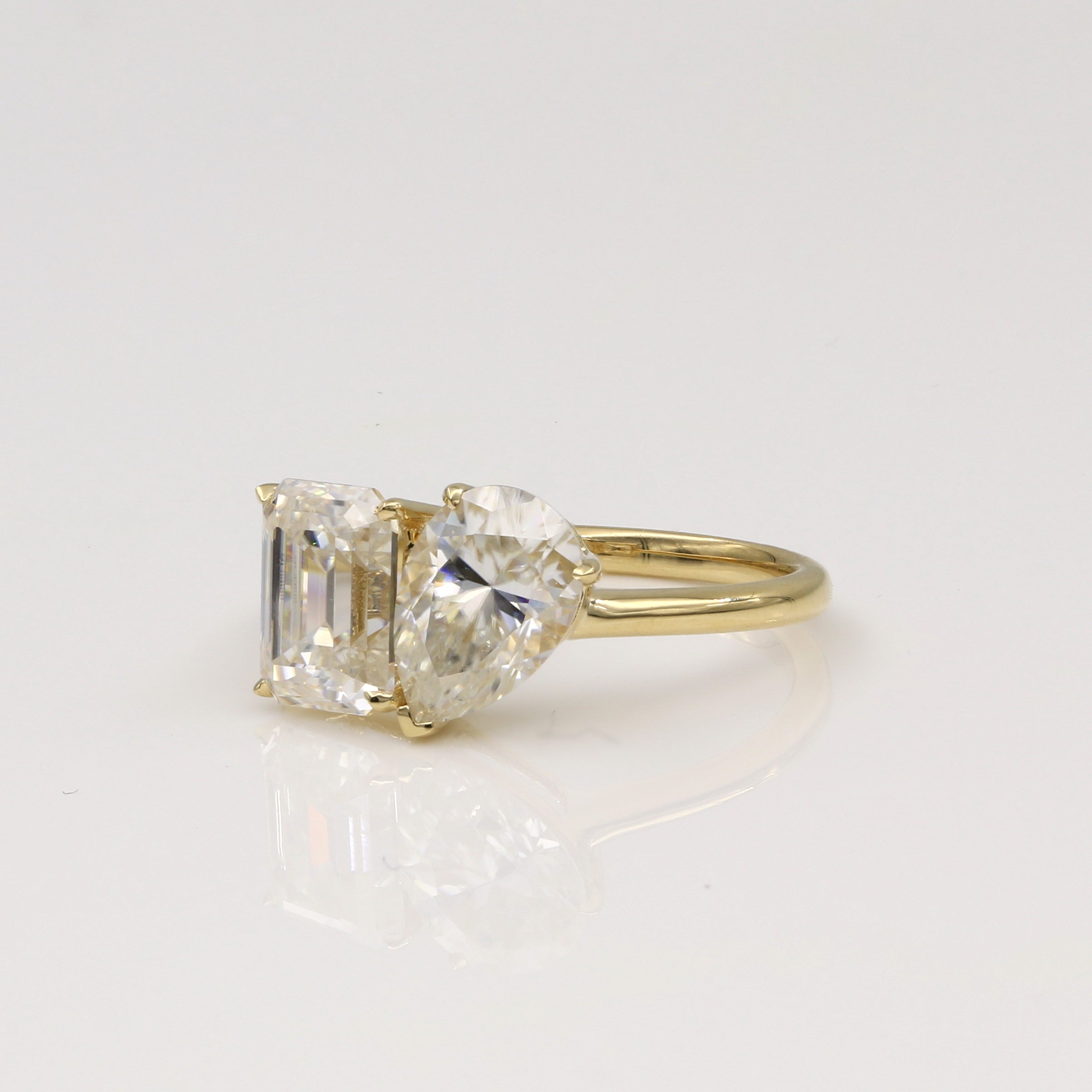 18K Yellow Gold 3.5Ct. Moissanite Toi et Moi Engagement Ring