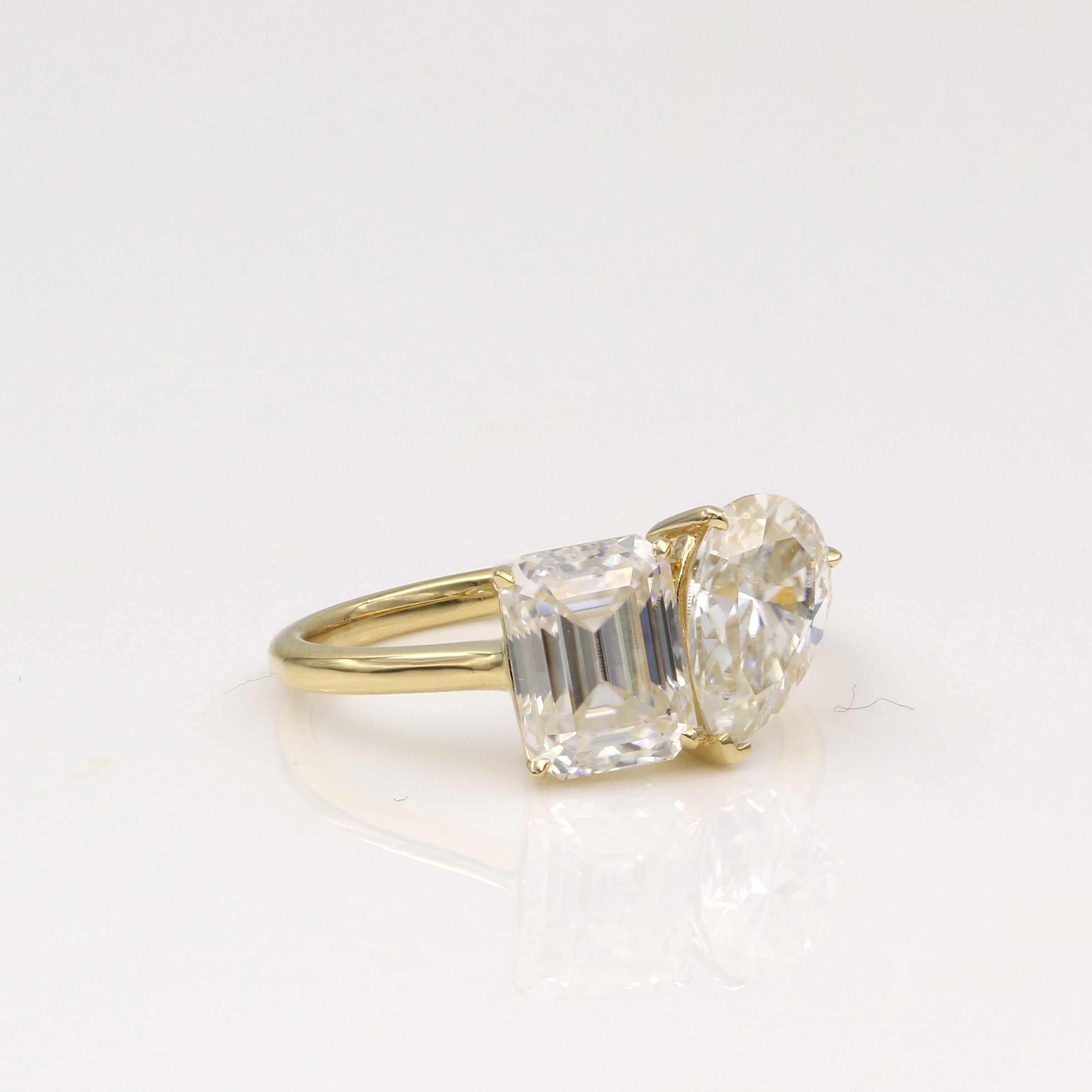 18K Yellow Gold 3.5Ct. Moissanite Toi et Moi Engagement Ring