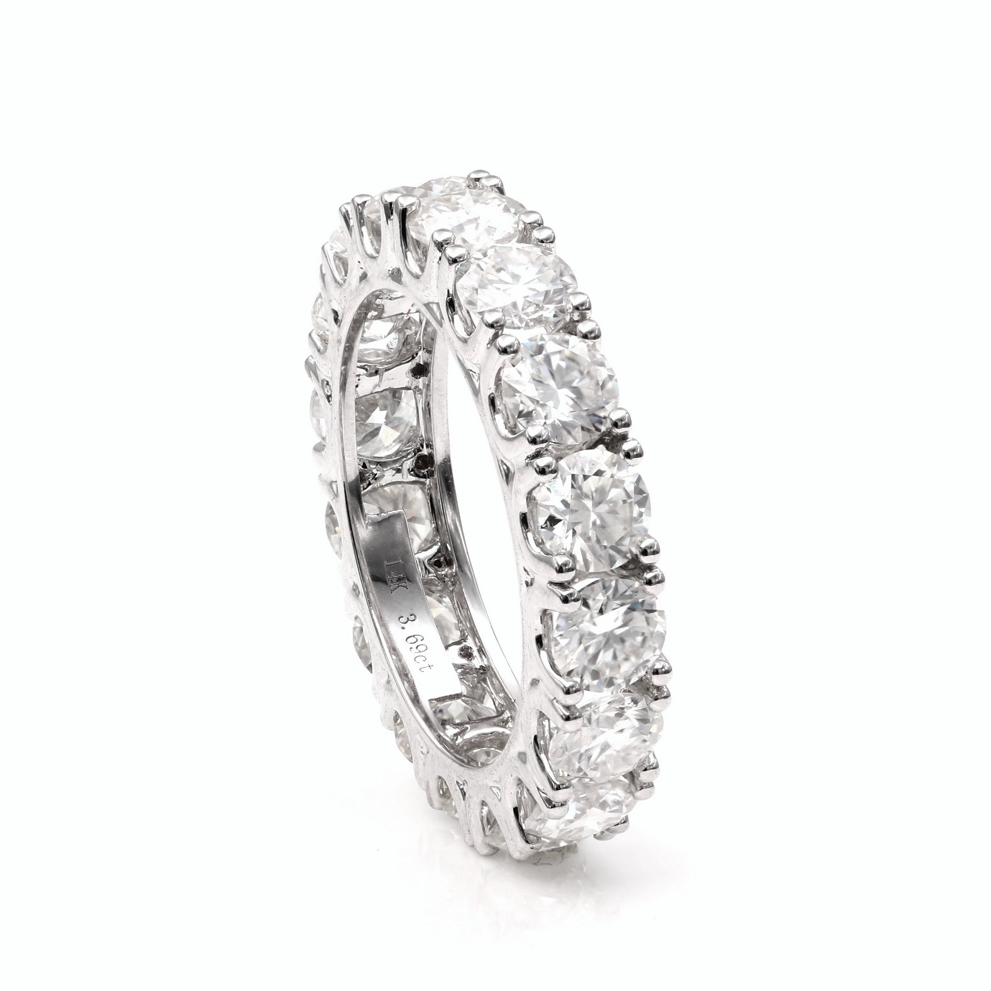 14K White Gold 4Ct. Moissanite Engagement Band Ring