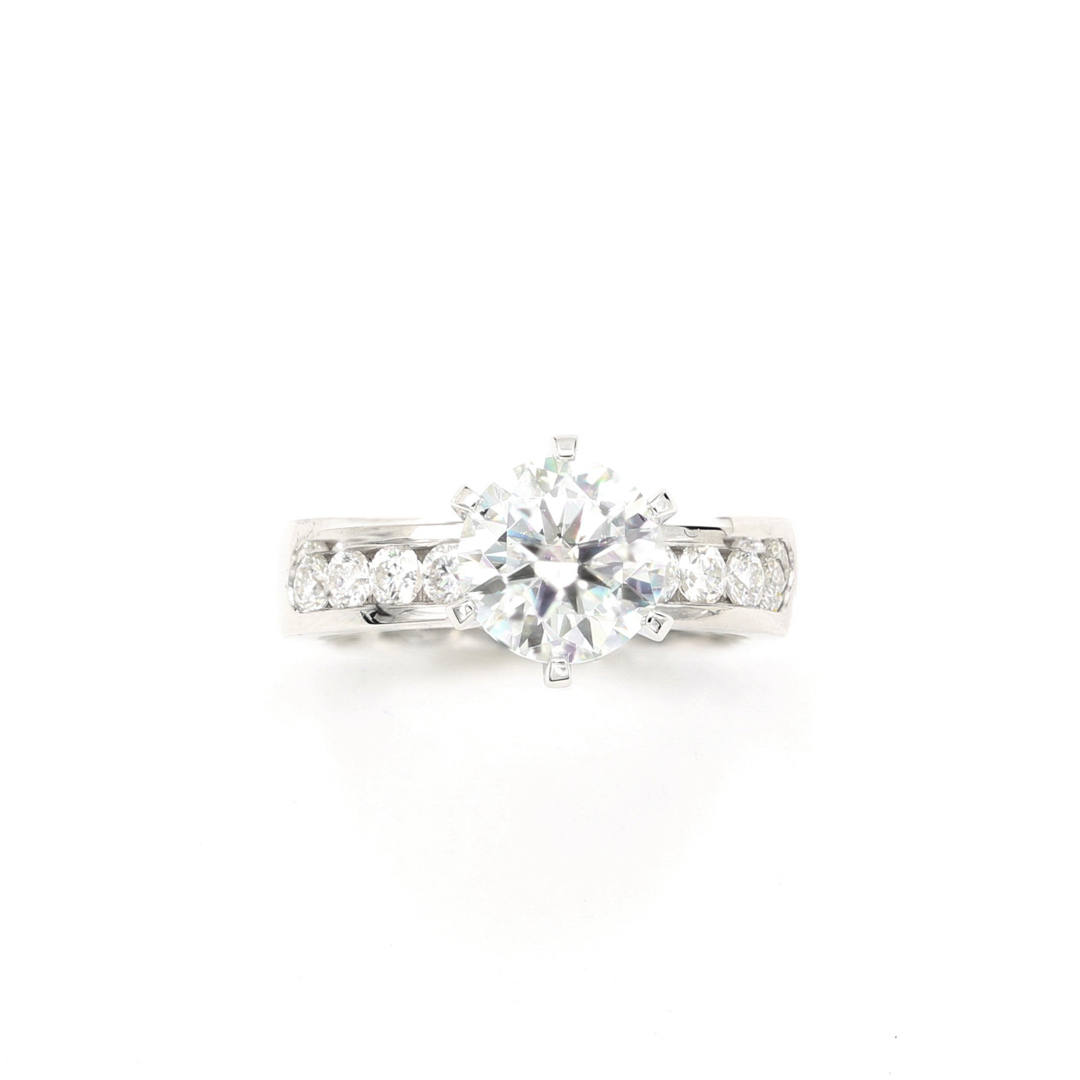 14K White Gold 2.5Ct. Round Shaped Moissanite Engagement Ring