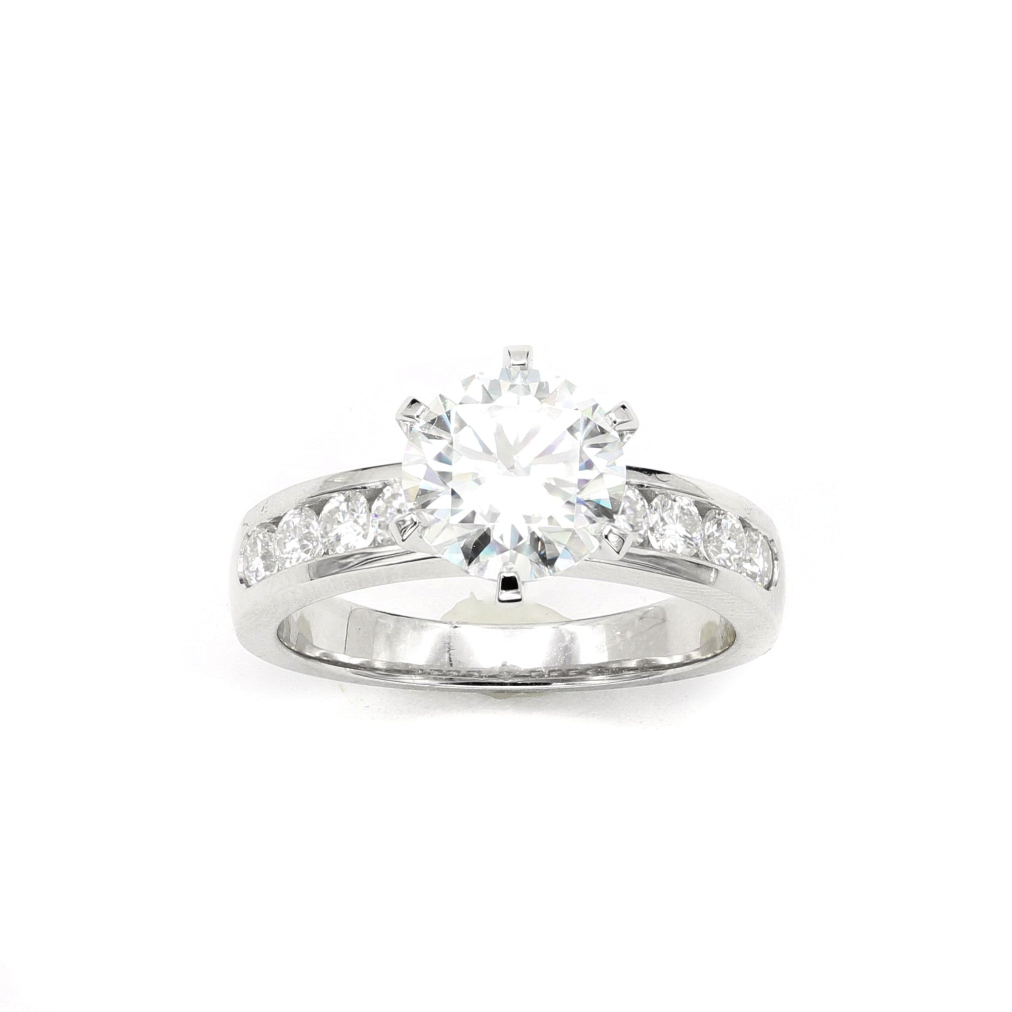 14K White Gold 2.5Ct. Round Shaped Moissanite Engagement Ring