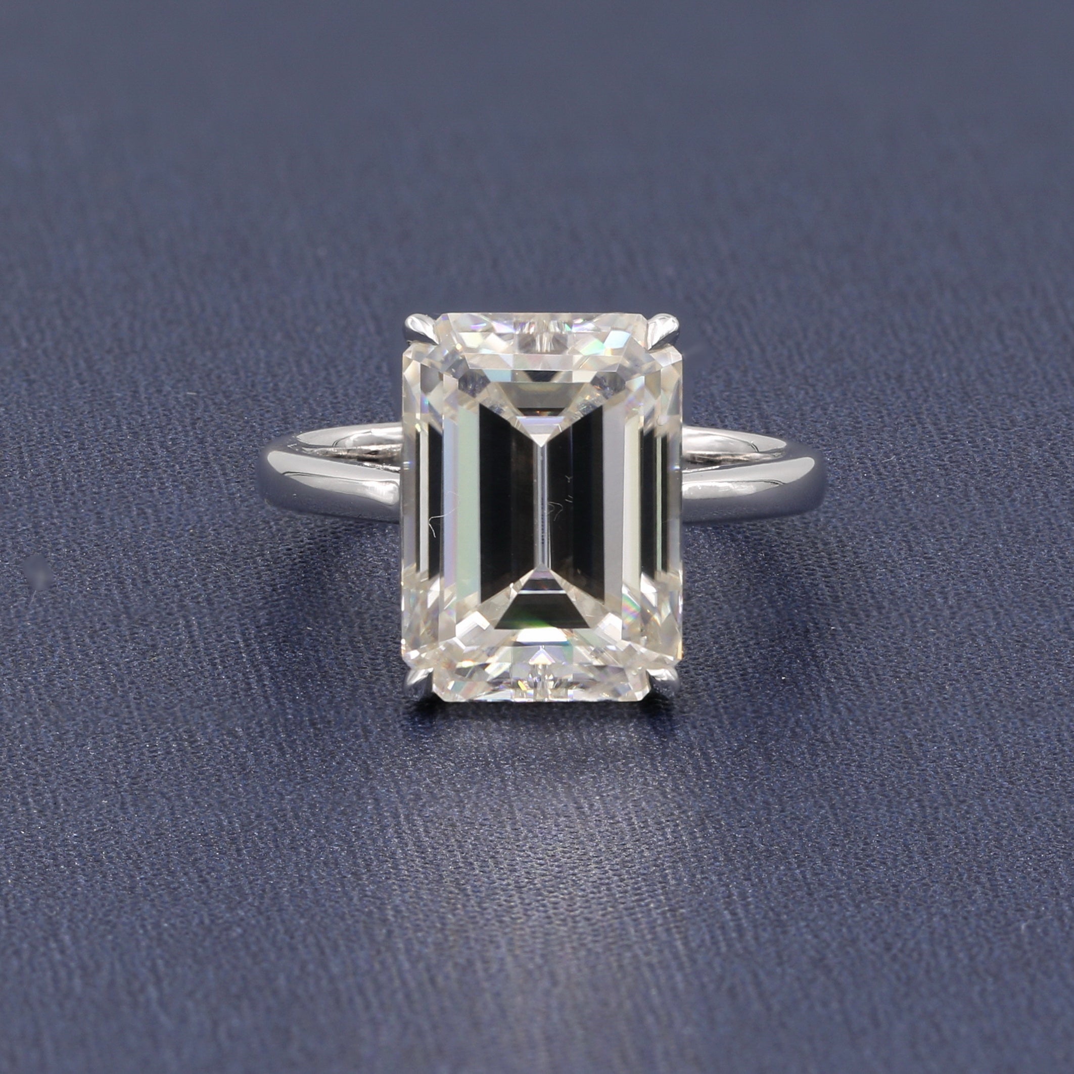 14K White Gold 10Ct. Emerald Cut Moissanite Engagement Ring