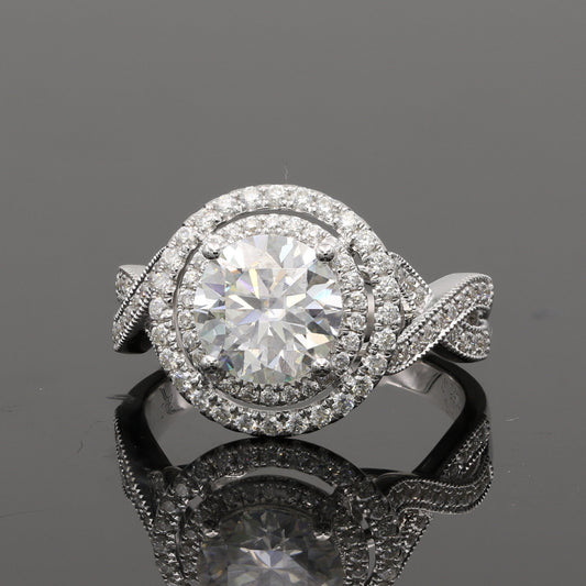 14K Gold 2.6Ctw. Moissanite Double Halo Setting Ring
