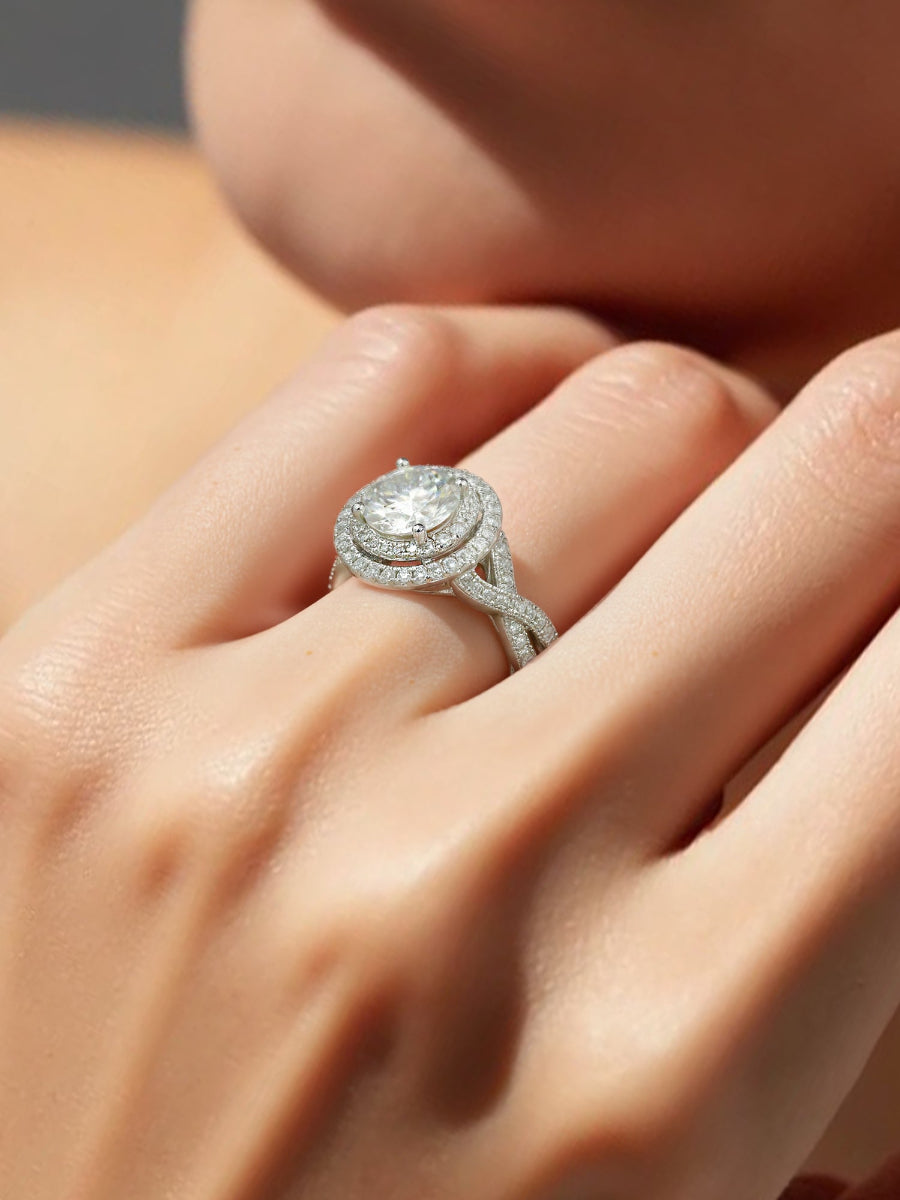 14K Gold 2.6Ctw. Moissanite Double Halo Setting Ring