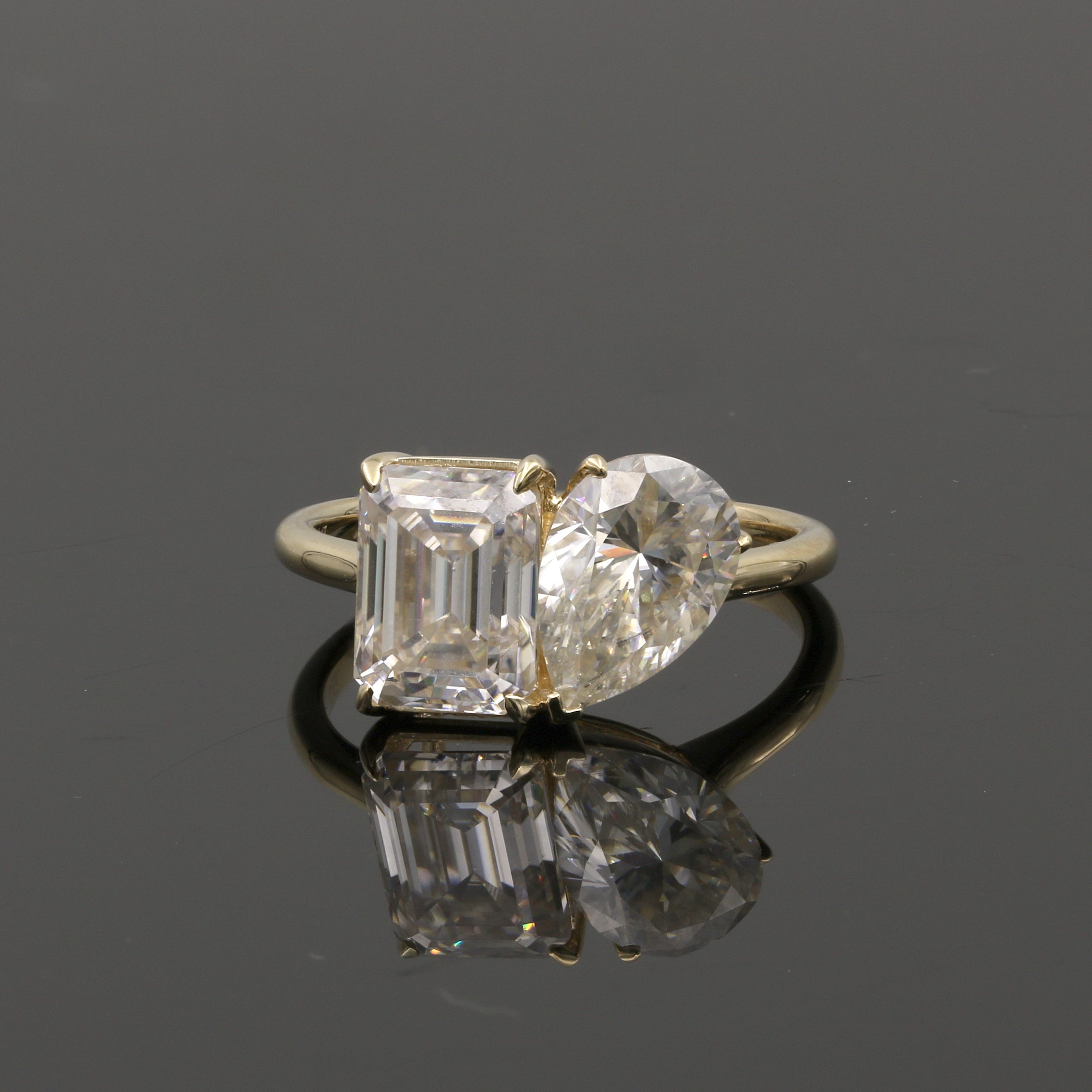 14K Solid Gold 5Ct. Moissanite Toi et Moi Engagement Ring