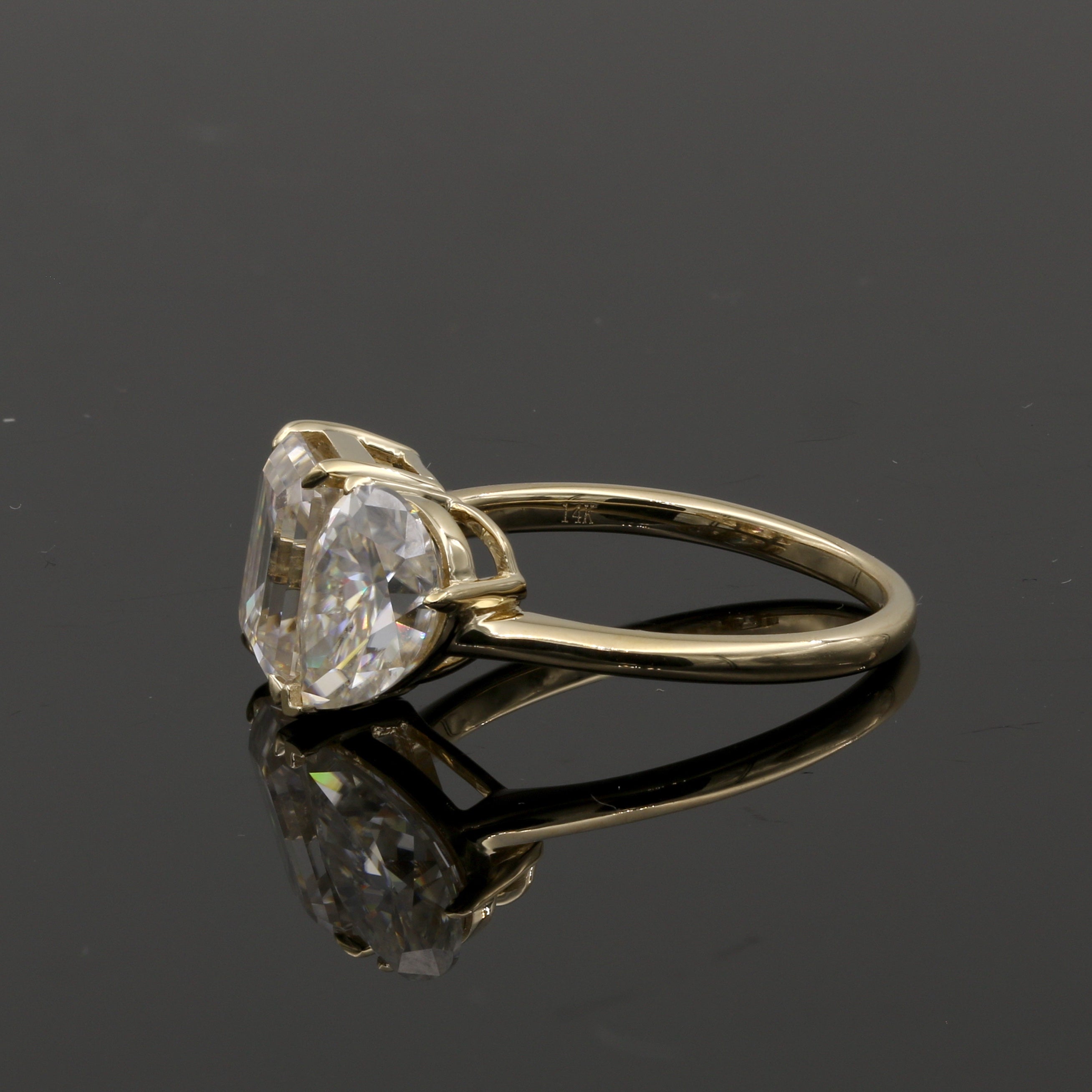 14K Solid Gold 5Ct. Moissanite Toi et Moi Engagement Ring