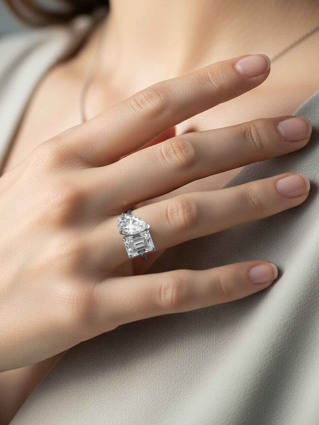 14K Gold 5.0Ctw. Moissanite Toi et Moi Ring