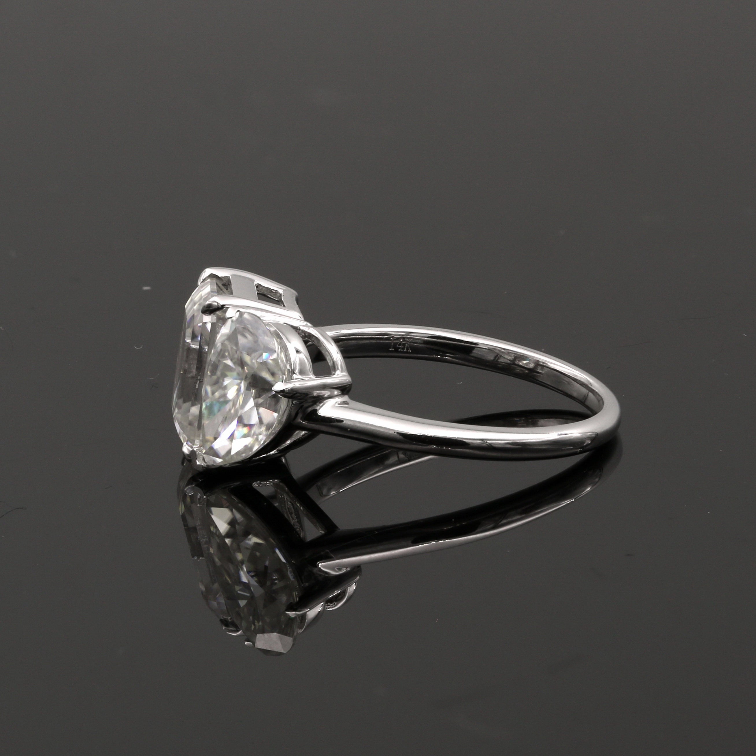 14K Solid Gold 5Ct. Moissanite Toi et Moi Engagement Ring