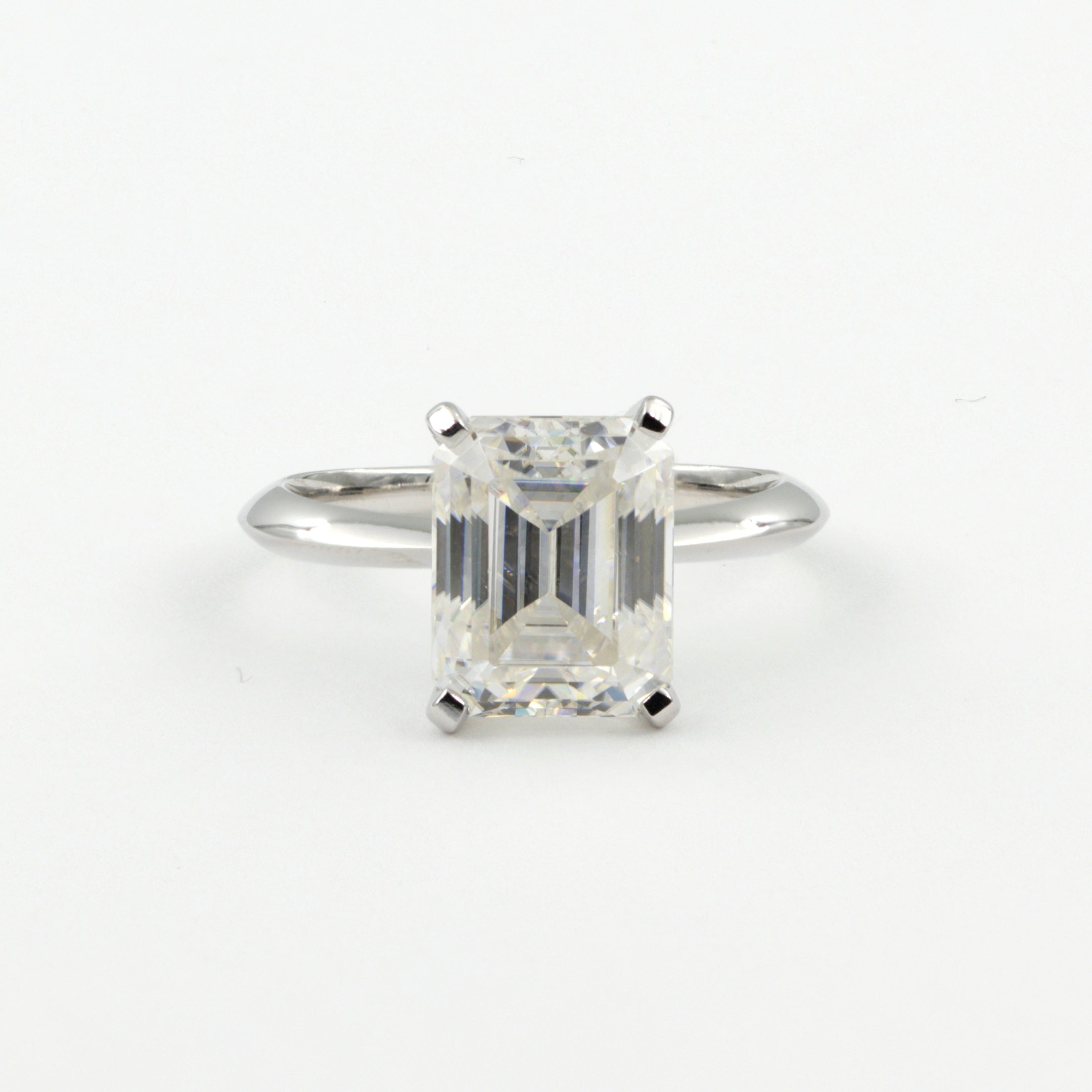 14K Solid Gold 4Ct. Emerald Cut Moissanite Engagement Ring