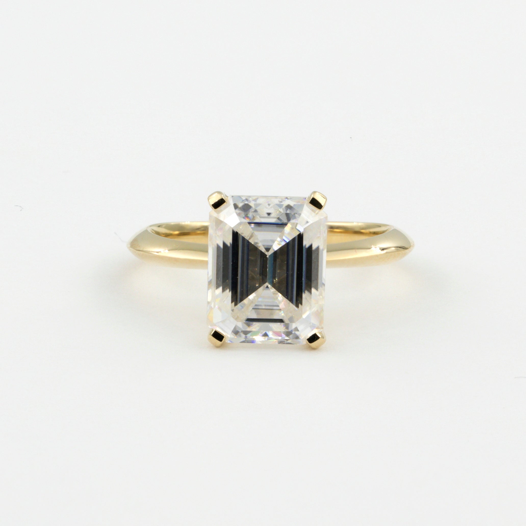 14K Solid Gold 4Ct. Emerald Cut Moissanite Engagement Ring