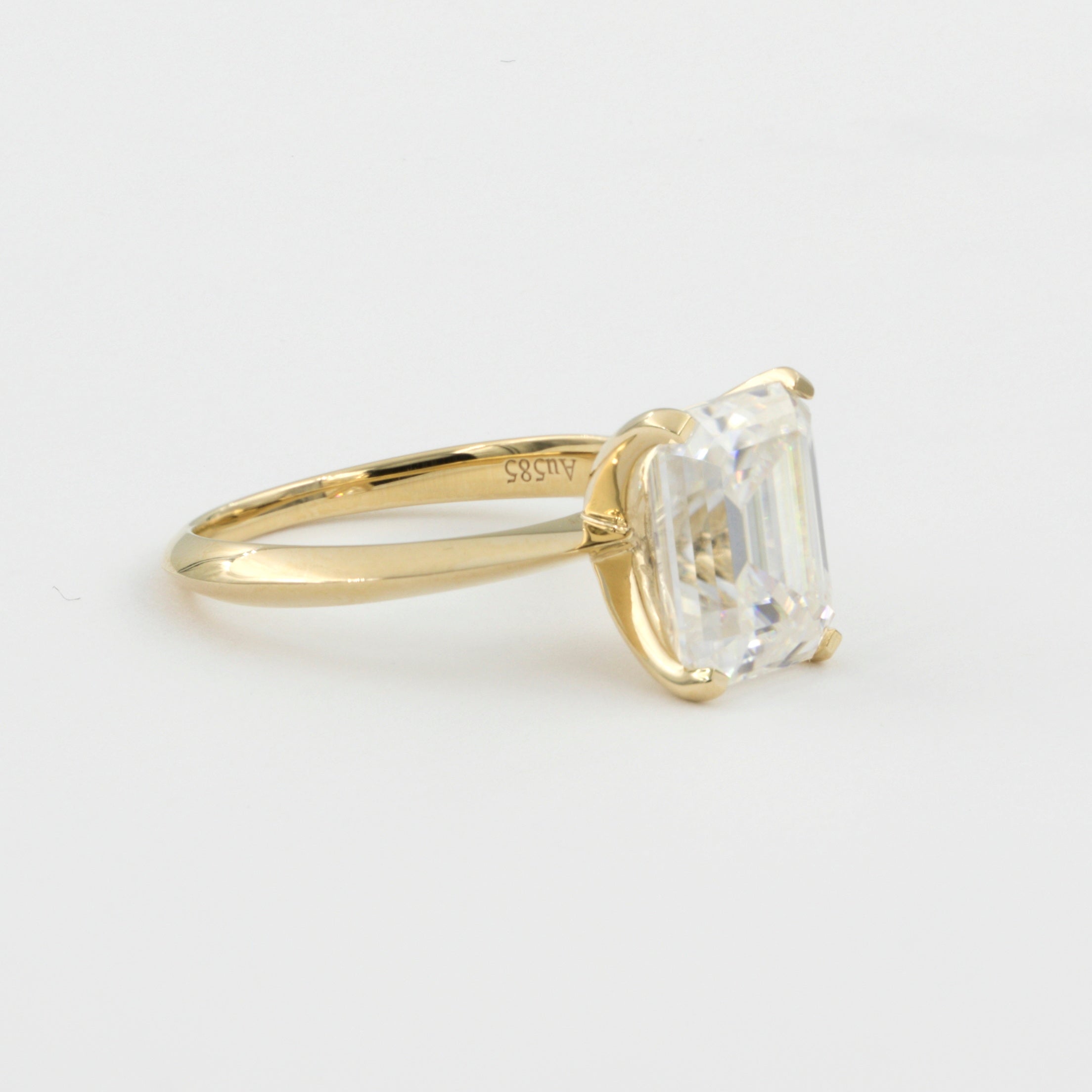 14K Solid Gold 4Ct. Emerald Cut Moissanite Engagement Ring