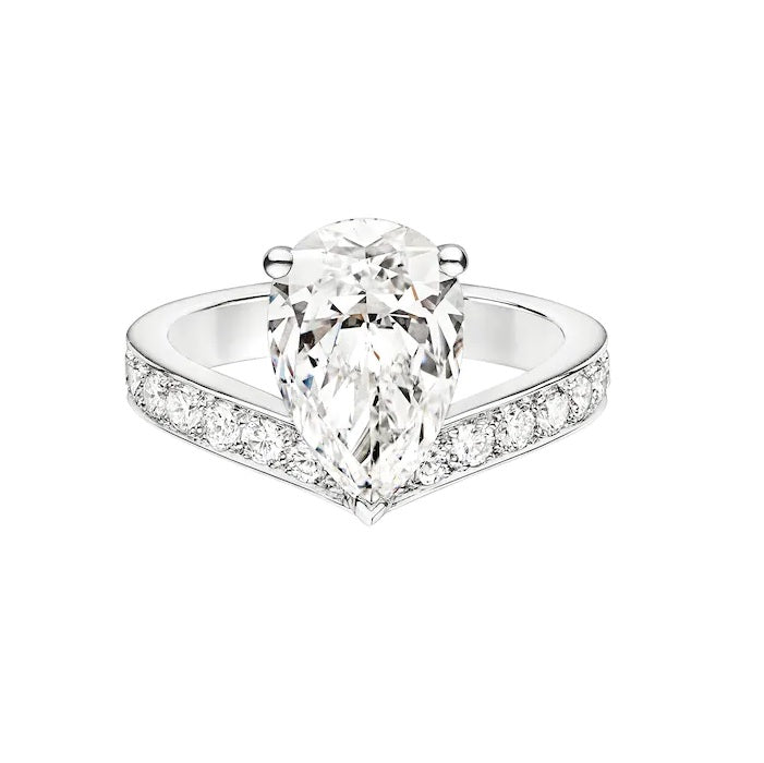 14K White Gold 2.25Ct. Moissanite Pear cut Engagement Ring