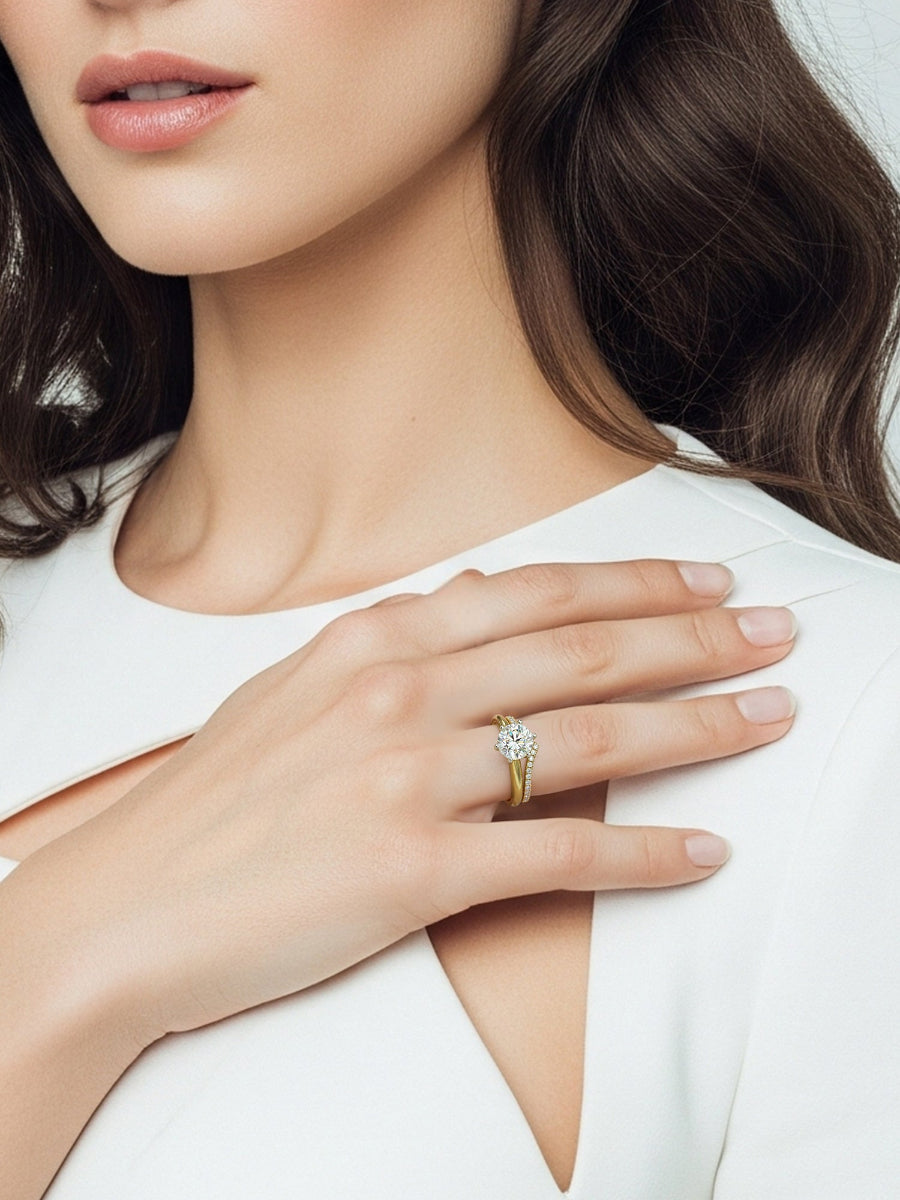 14K Gold 2.3Ctw. Diamond Engagement Double Rings