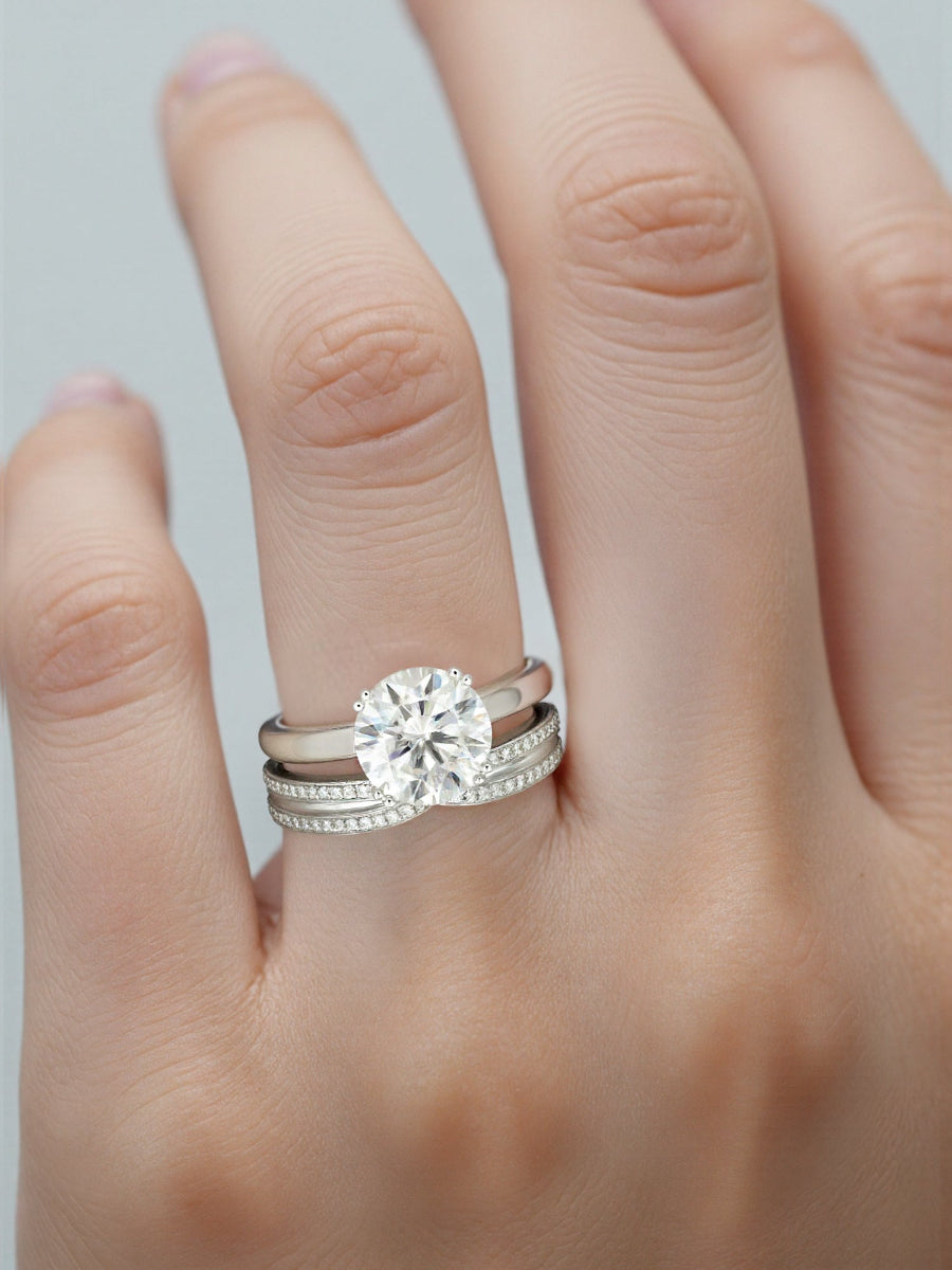 14K Gold 3.15Ctw. Moissanite Double Rings