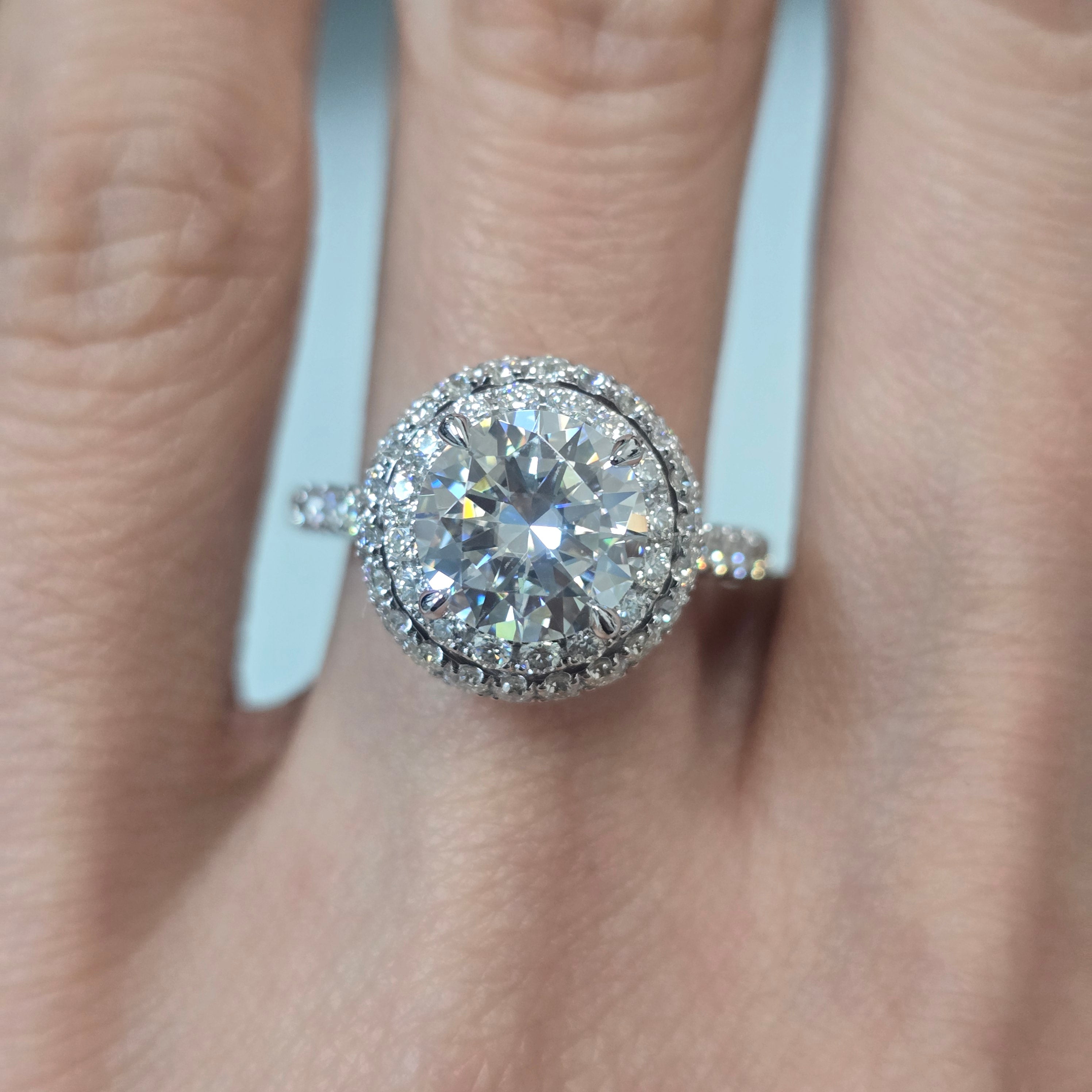 14K White Gold 2.8 Carat Moissanite Halo Setting Engagement Ring