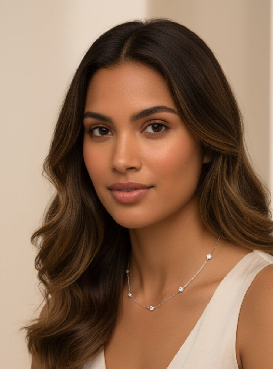 925 Silver Moissanite Diamond by Yard Chain Necklace