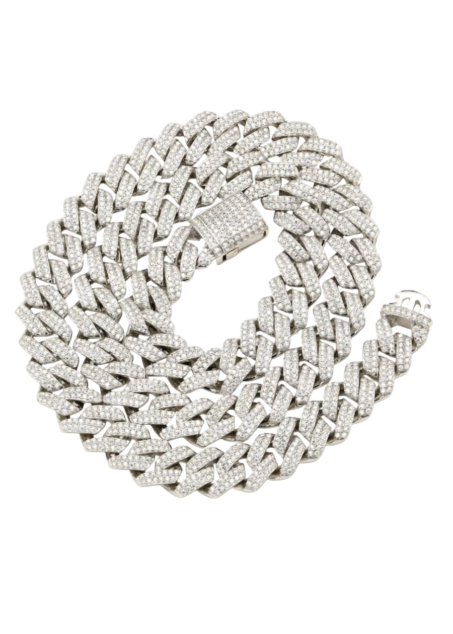 925 Sterling Silver Moissanite 12MM Cuban Links