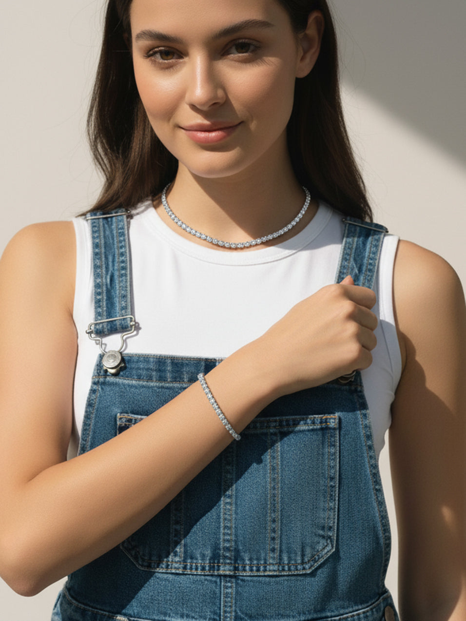 14K White Gold 5mm Moissanite Tennis Bracelet