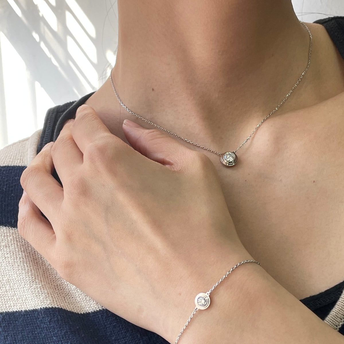 925 Sterling Silver Moissanite Bezel Setting Necklace