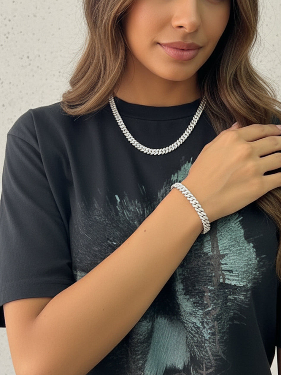 925 Silver Moissanite 8MM Cuban Links Bracelet