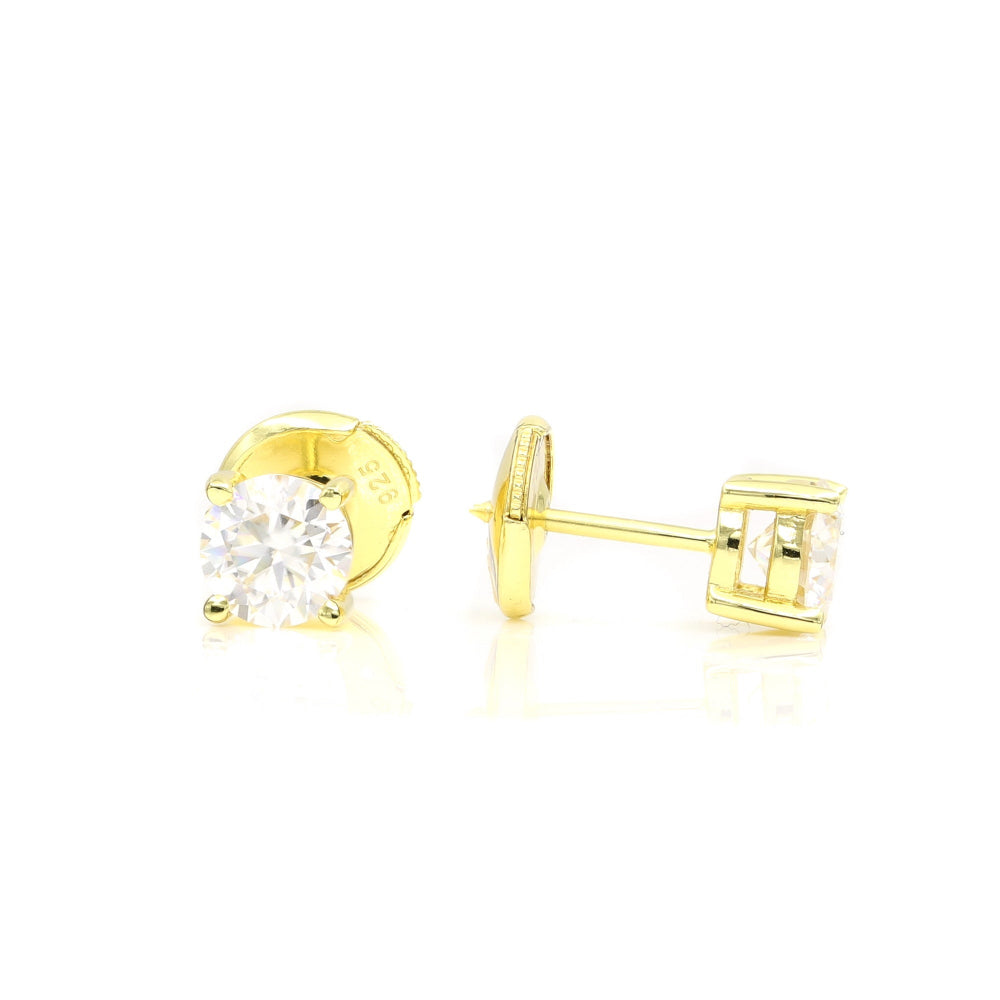 925 Sterling Silver Moissanite Solitaire Studs Earrings