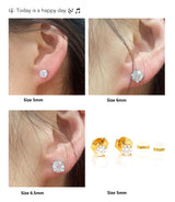 925 Sterling Silver Earrings Moissanite Diamond Stone Solitaire Studs