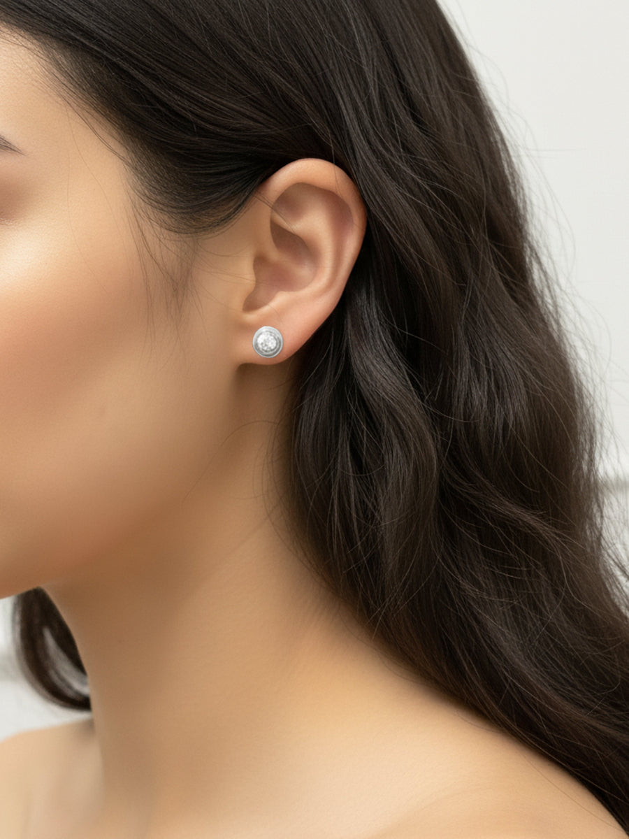 925 Silver Bezel Setting Moissanite Studs Earrings