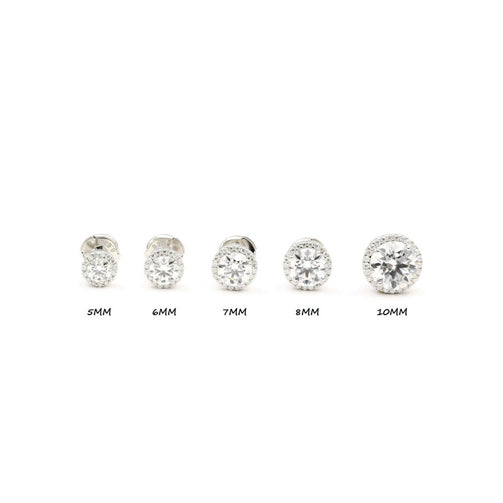 925 Sterling Silver Moissanite Halo Setting Studs Earrings