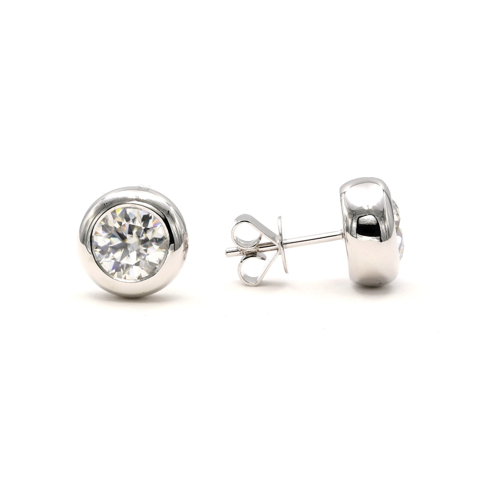 925 Silver Bezel Setting Moissanite Studs Earrings