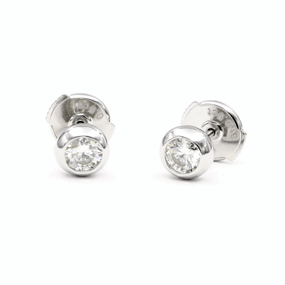 925 Silver Bezel Setting Moissanite Studs Earrings