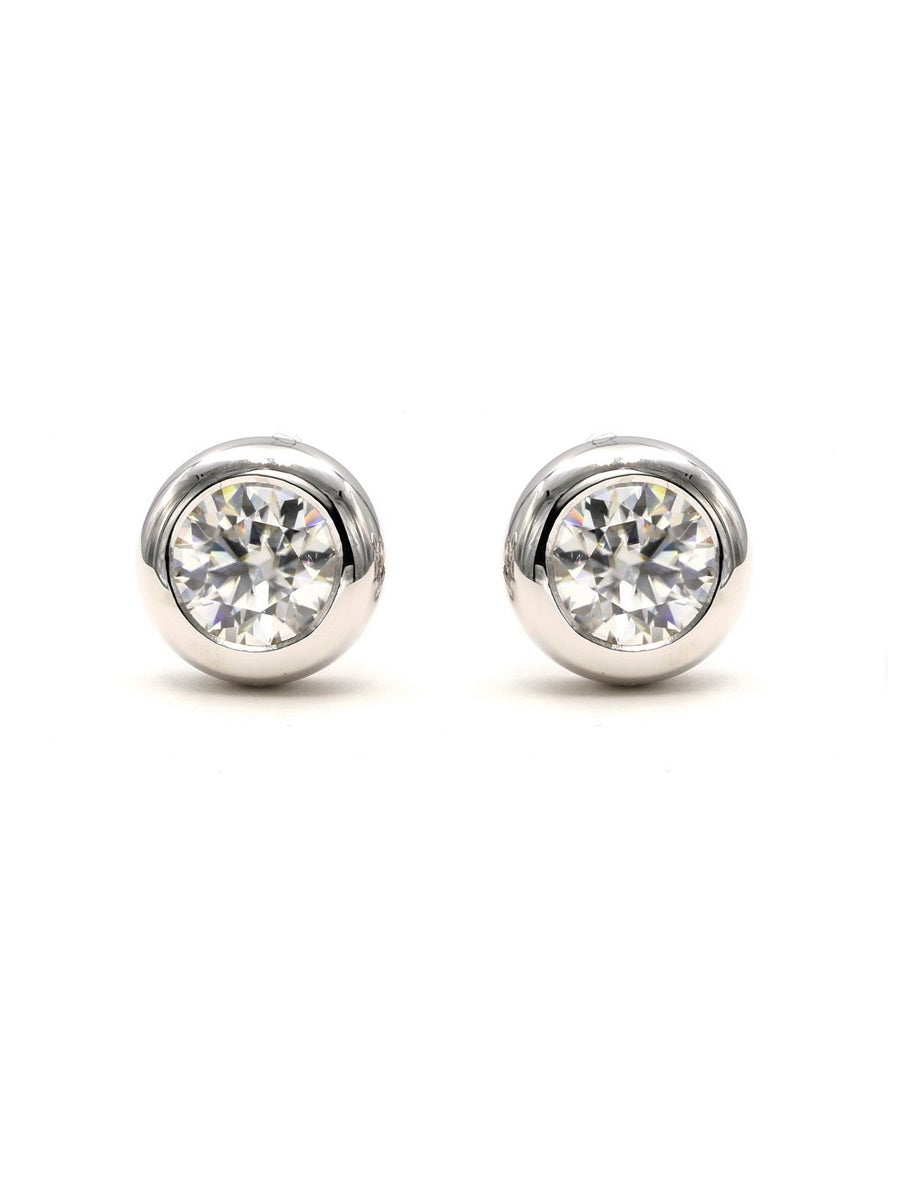 925 Silver Bezel Setting Moissanite Studs Earrings