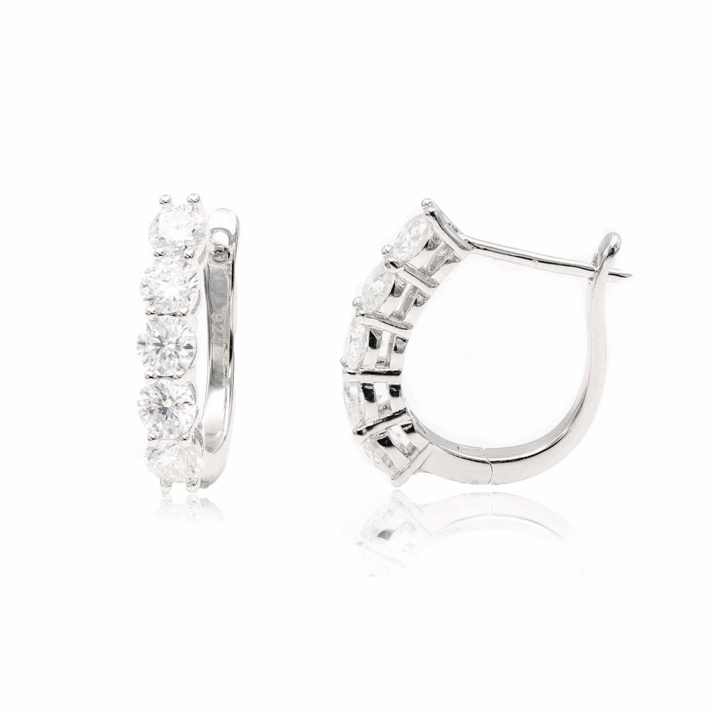 925 Sterling Silver 3 Ct. Moissanite Hoop Earrings