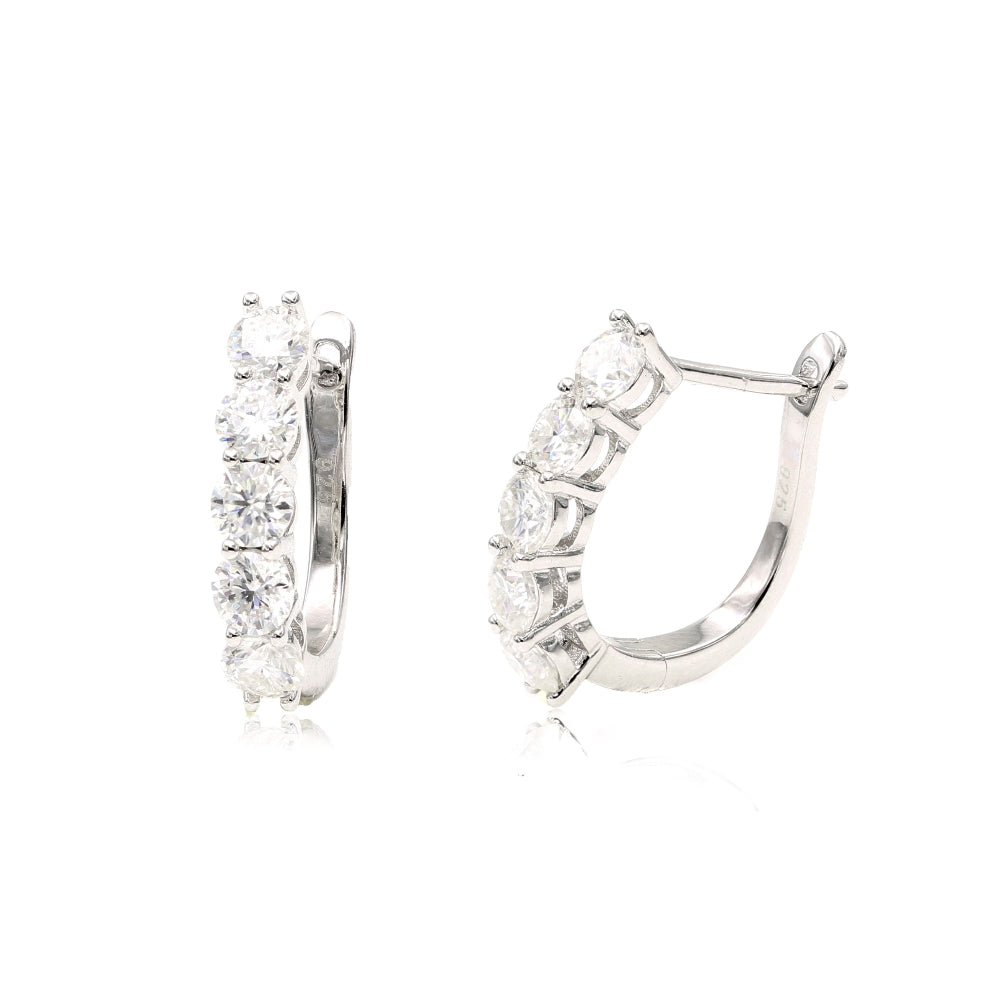 925 Sterling Silver 3 Ct. Moissanite Hoop Earrings