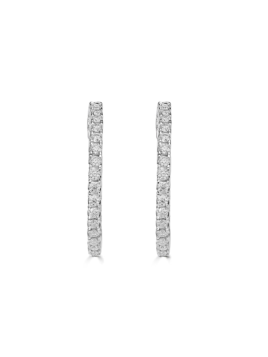 925 Silver Round Shape 1.6mm Moissanite Hoop Earrings