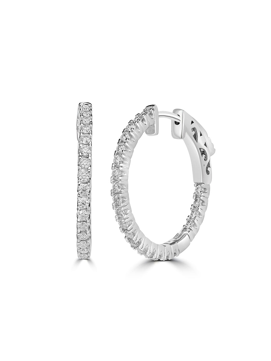 925 Silver Round Shape 1.6mm Moissanite Hoop Earrings