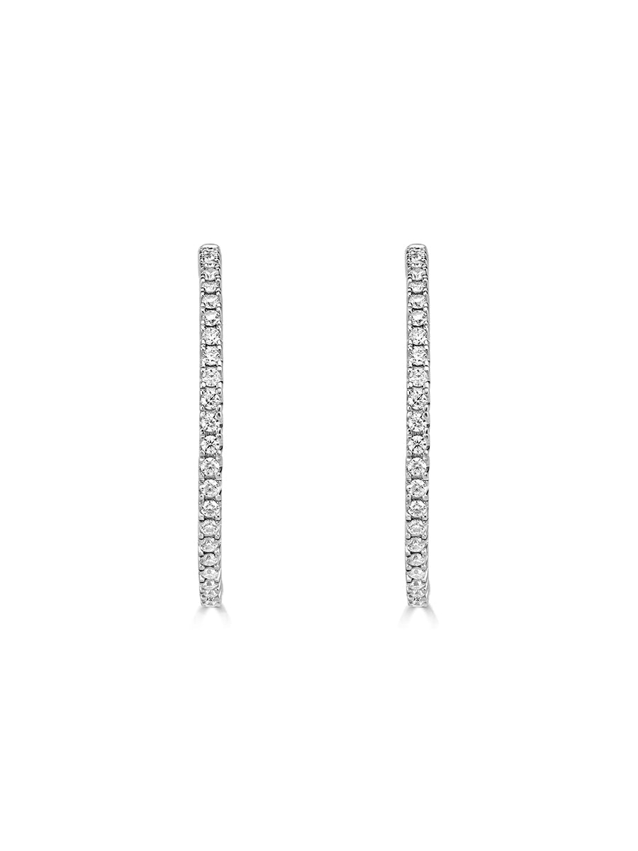 925 Silver Round Shape 1.6mm Moissanite Hoop Earrings