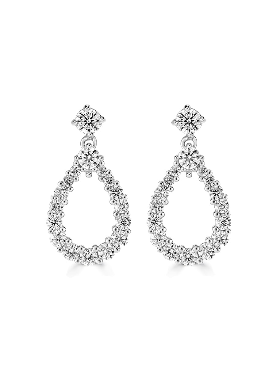 925 Sterling Silver 2.36CTW Moissanite Tear Drop Earrings