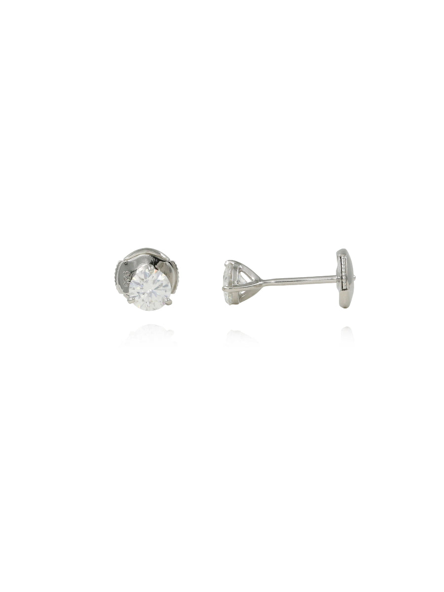 925 Silver Moissanite Three-Prong Studs Earrings