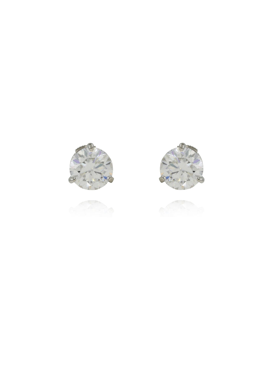 925 Silver Moissanite Three-Prong Studs Earrings