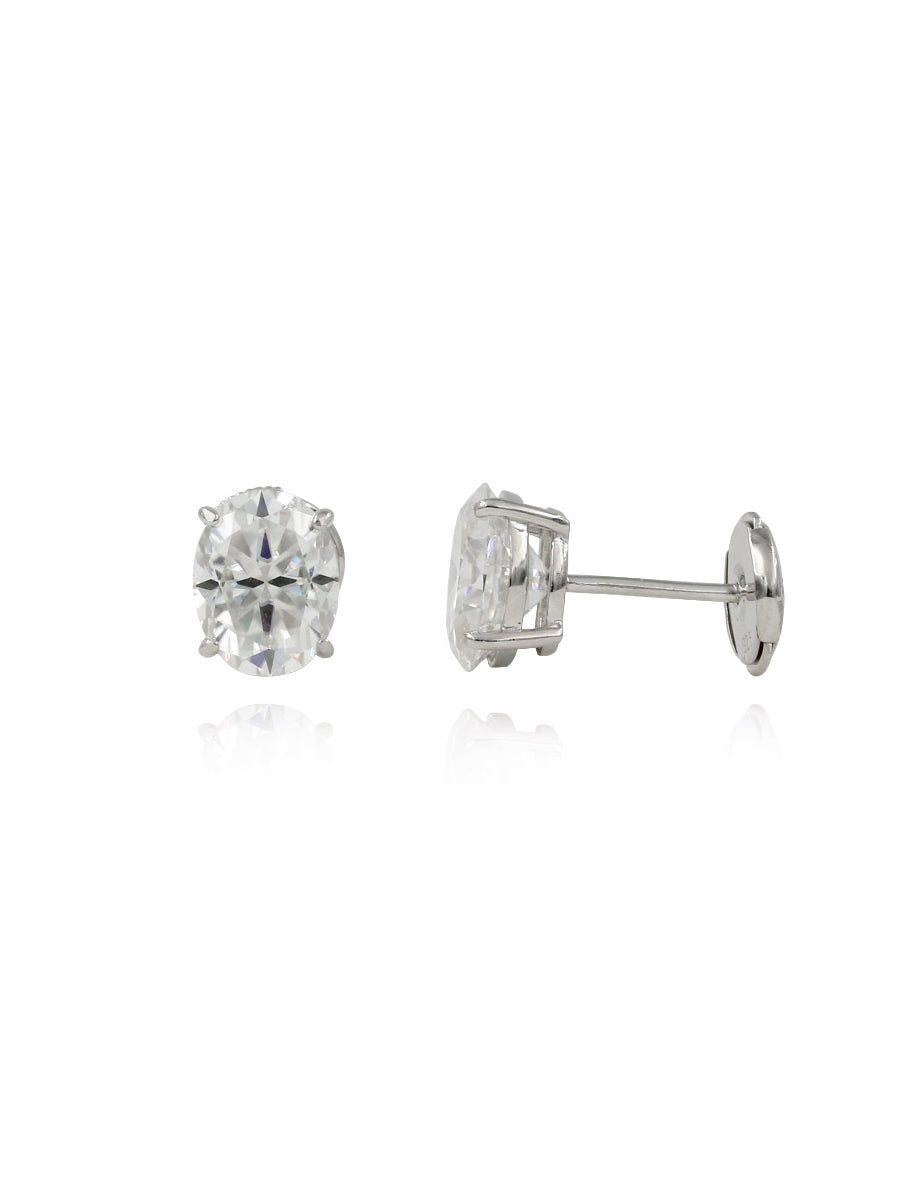 925 Silver 4 CTW Moissanite Oval Studs Earrings