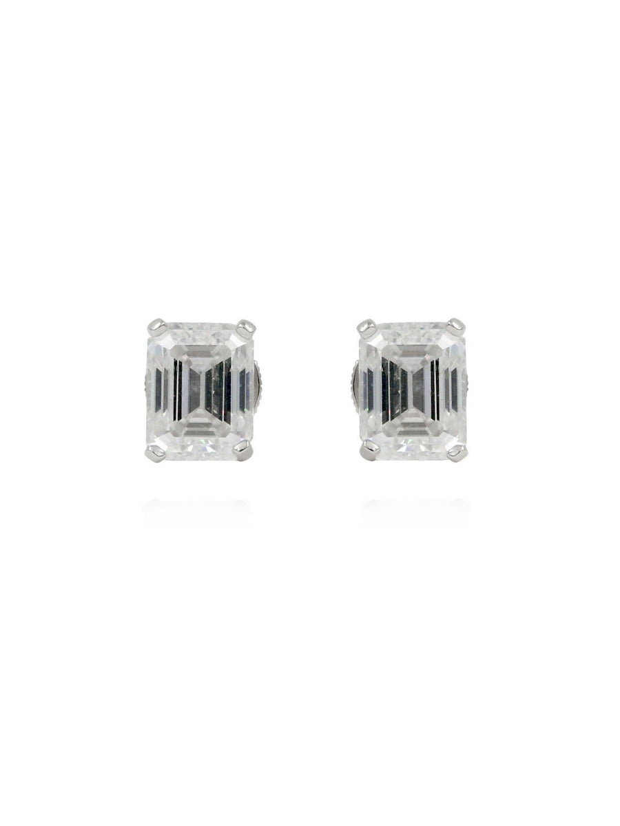 925 Silver 6 CTW Moissanite Emerald Cut Studs Earrings