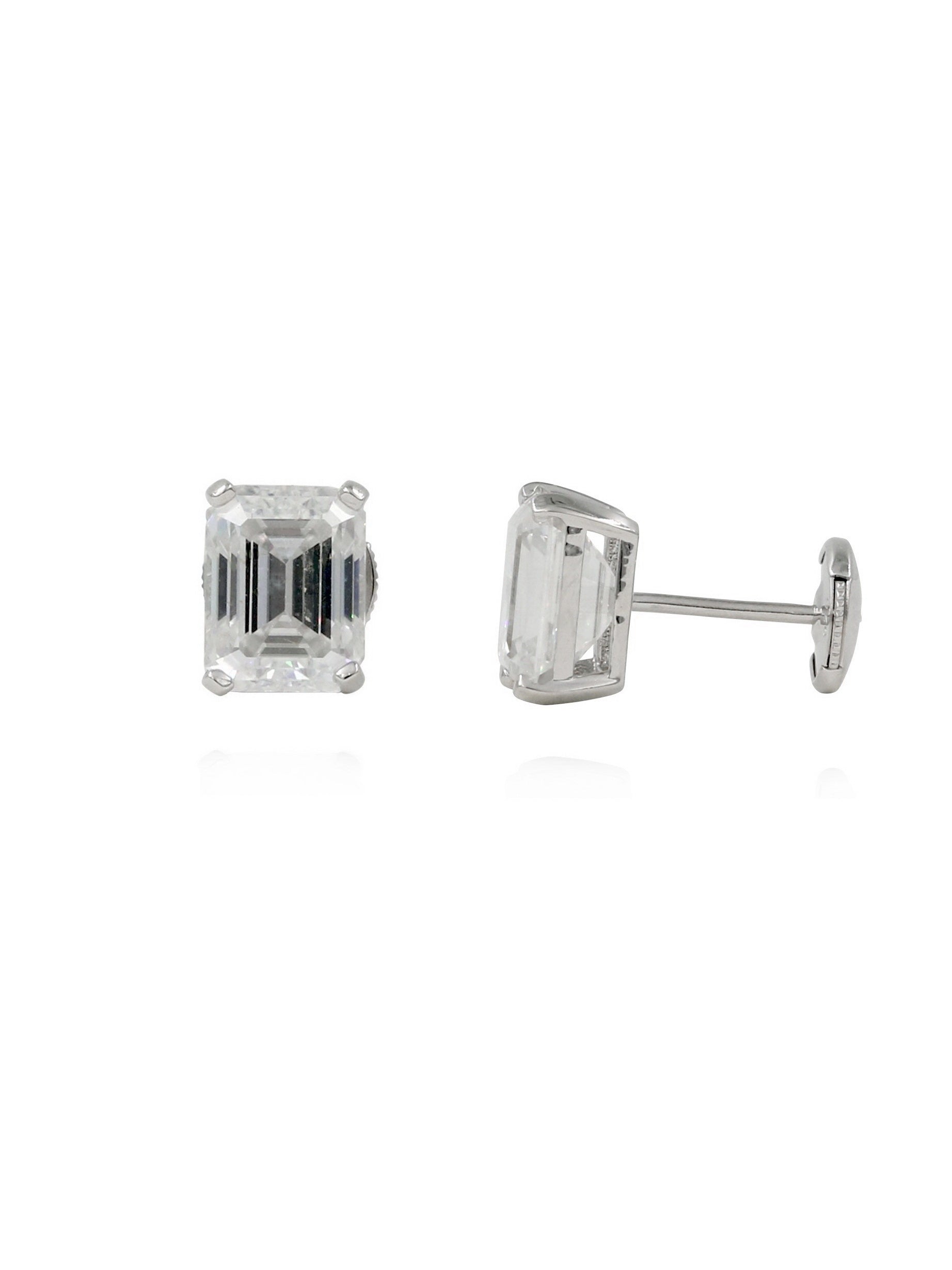 925 Silver 6 CTW Moissanite Emerald Cut Studs Earrings