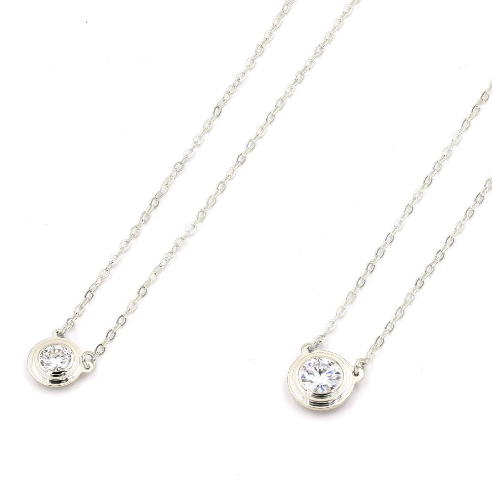 925 Sterling Silver Moissanite Bezel Setting Necklace