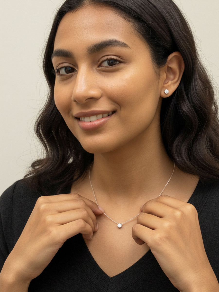 925 Sterling Silver 5mm Moissanite Bezel Solitaire Necklace